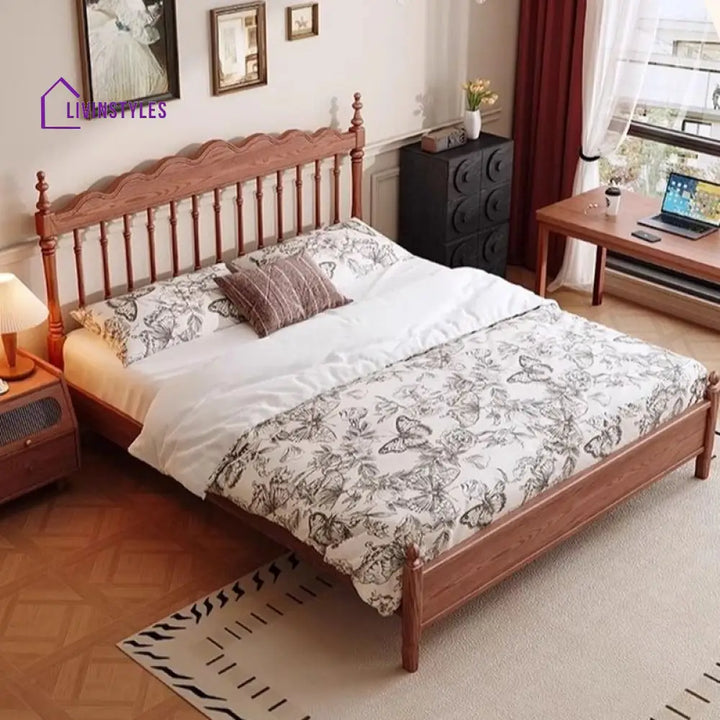 Natalia Solid Walnut Wood Bed for Luxury Homes