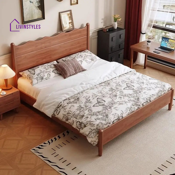 Nina Solid Walnut Wood Bed for Luxury Homes