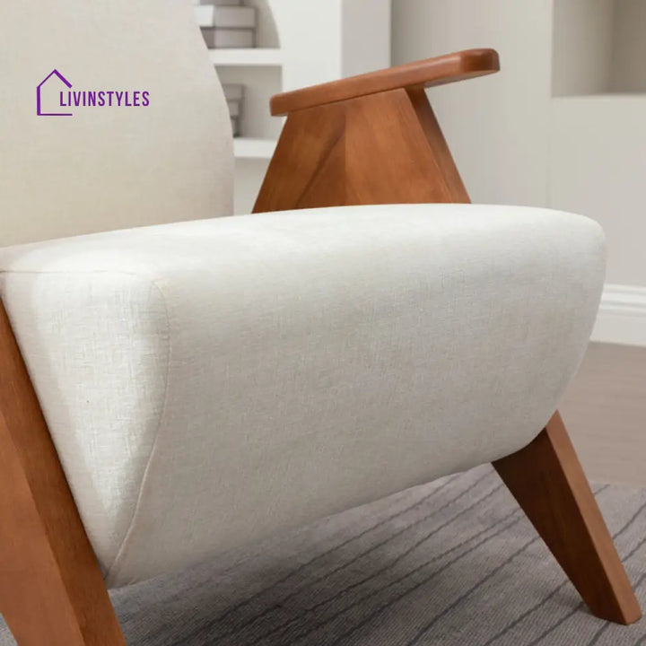 Nivya Solid Wood and Fabric Arm Chair | Living Room Chair | Lounge Chair
