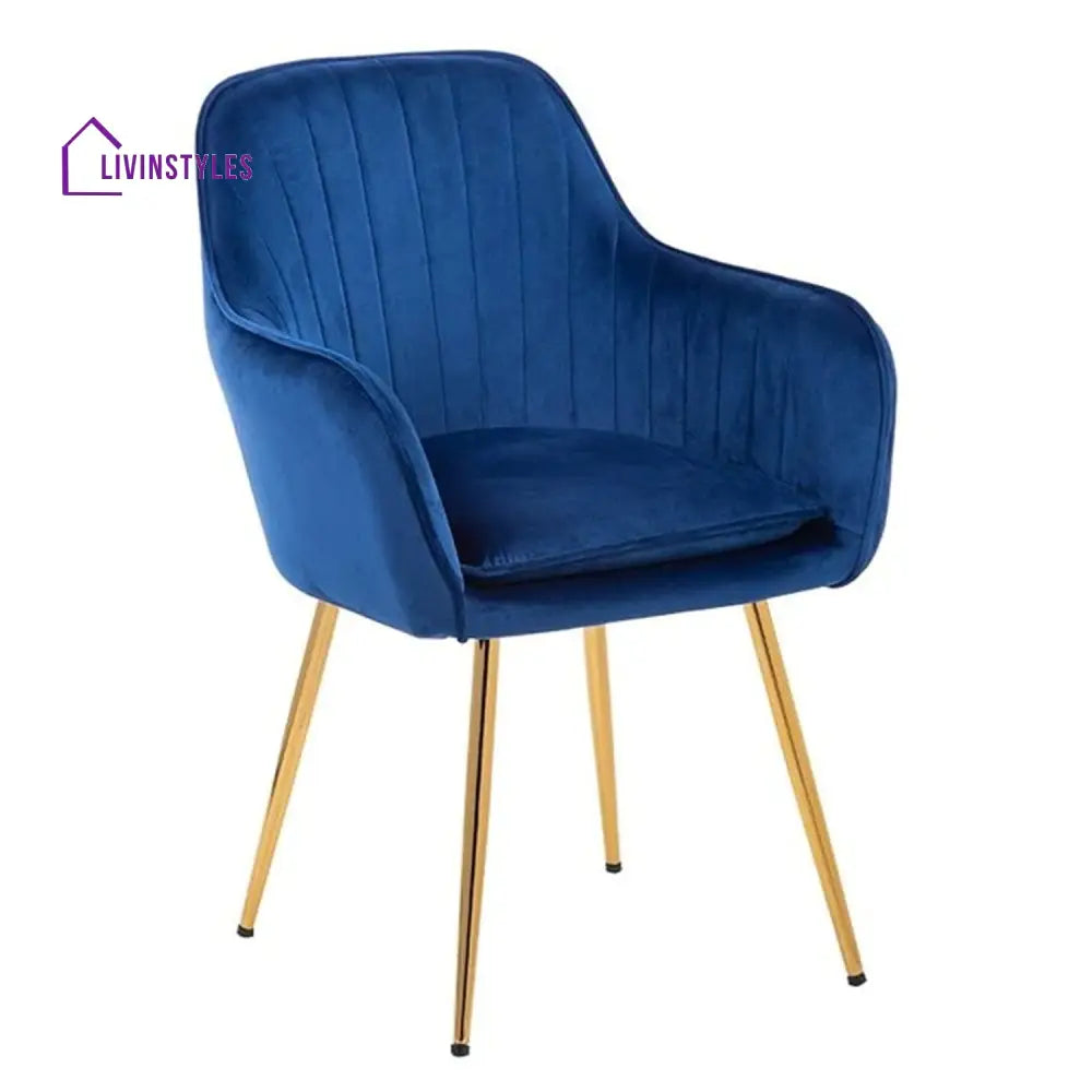 Olesya Velvet Sleek Lounge Chair Blue Furniture