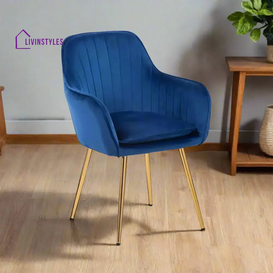 Olesya Velvet Sleek Lounge Chair Blue Furniture