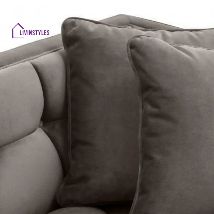 Osip Sofa Grey Velvet with Brushed Steel Legs Living