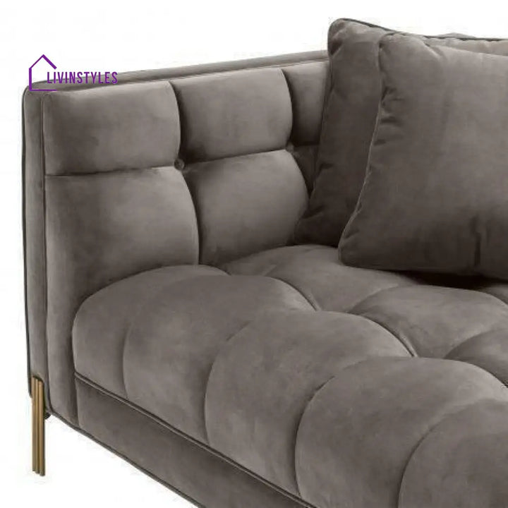 Osip Sofa Grey Velvet with Brushed Steel Legs Living