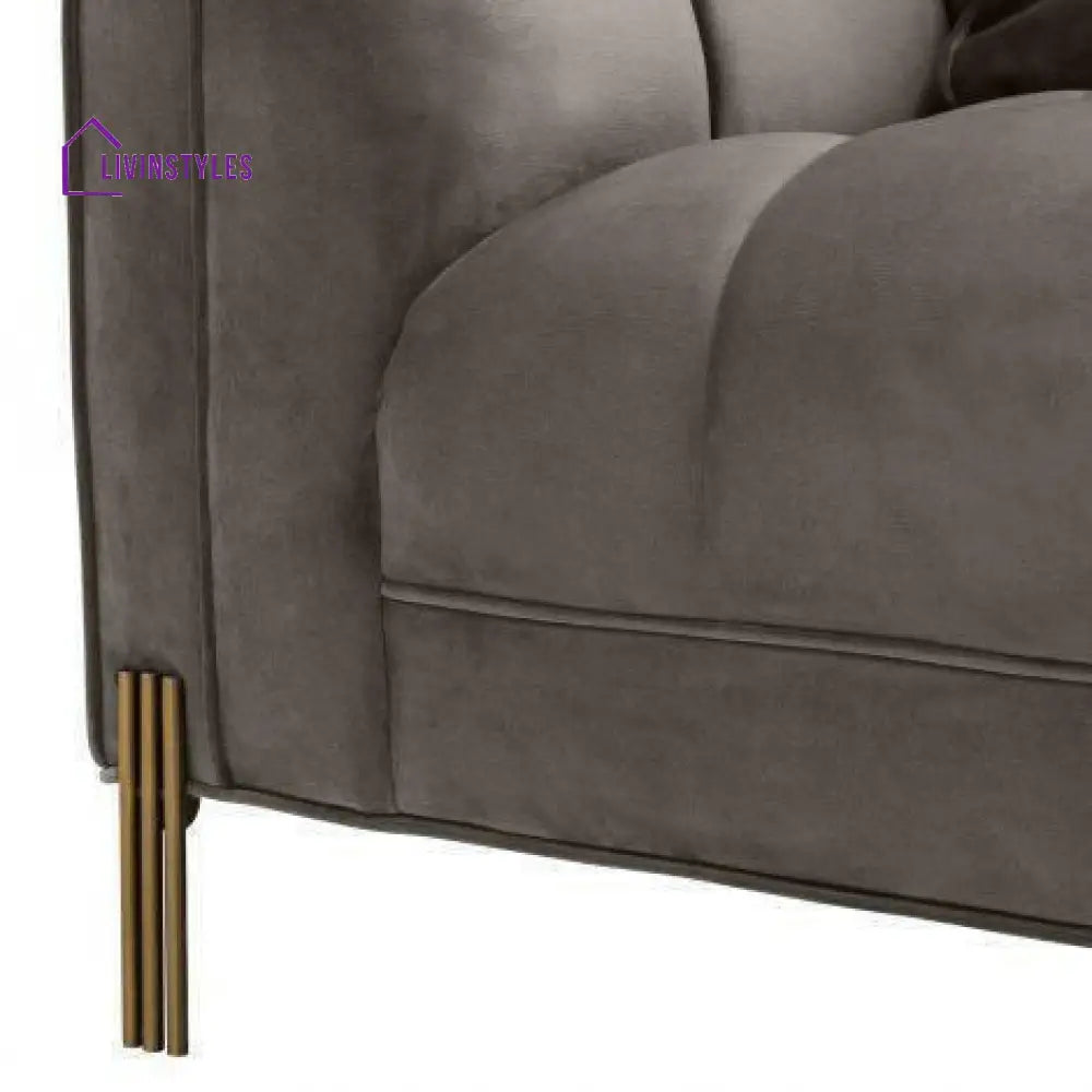 Osip Sofa Grey Velvet with Brushed Steel Legs Living