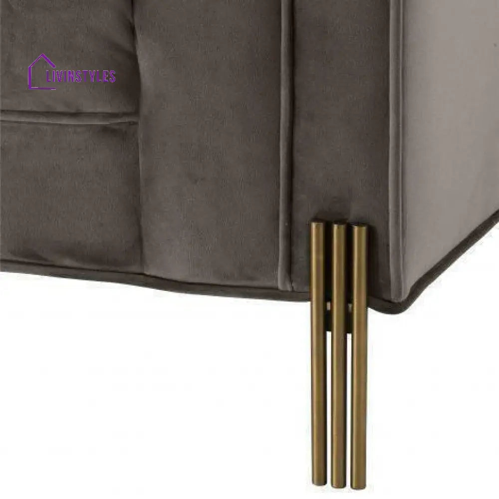 Osip Sofa Grey Velvet with Brushed Steel Legs Living