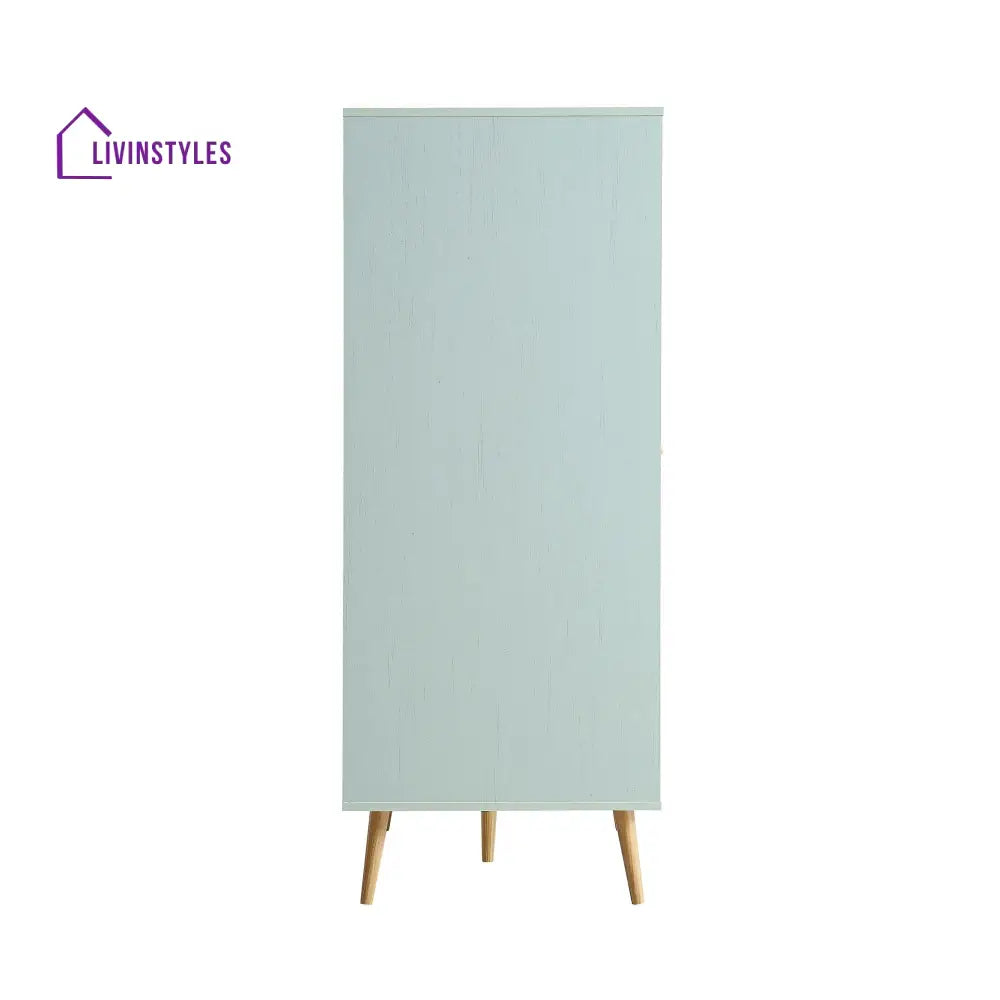 Frances Woven Rattan Compact Double Wardrobe Mint Green Wardrobes