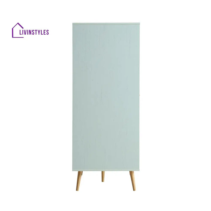 Frances Woven Rattan Compact Double Wardrobe Mint Green Wardrobes