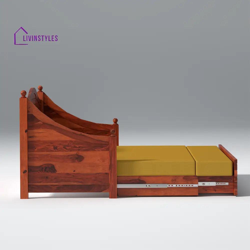Platon Nest Sheesham Wood Sofa Cum Bed In Reddish Rosewood sofa
