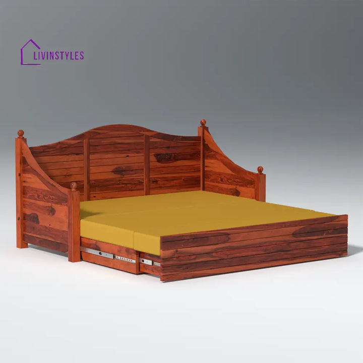 Platon Nest Sheesham Wood Sofa Cum Bed In Reddish Rosewood sofa