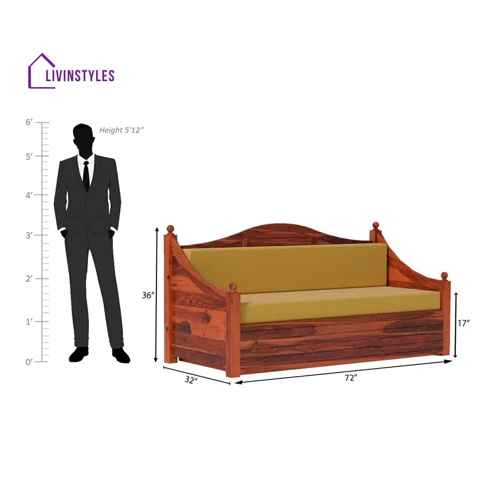 Platon Nest Sheesham Wood Sofa Cum Bed In Reddish Rosewood sofa