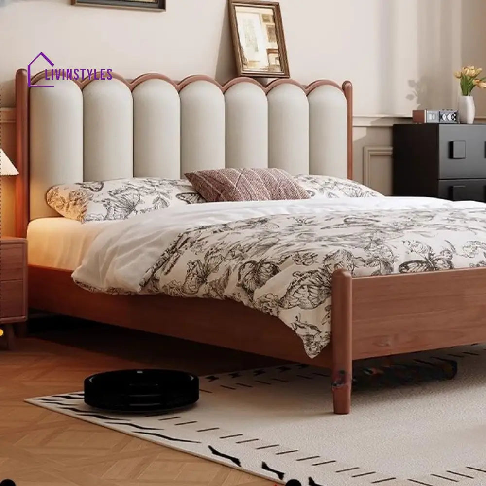 Polina Solid Walnut Wood Bed for Luxury Homes