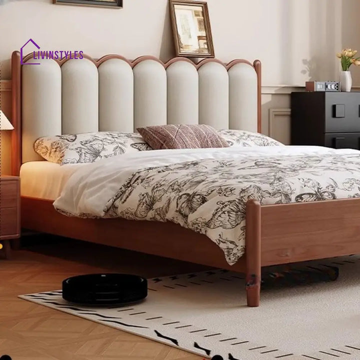 Polina Solid Walnut Wood Bed for Luxury Homes