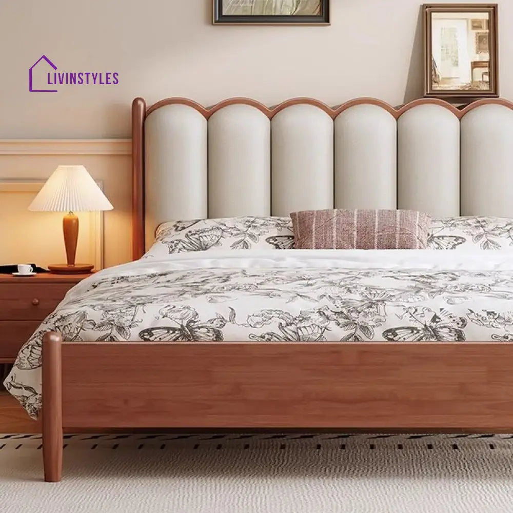 Polina Solid Walnut Wood Bed for Luxury Homes