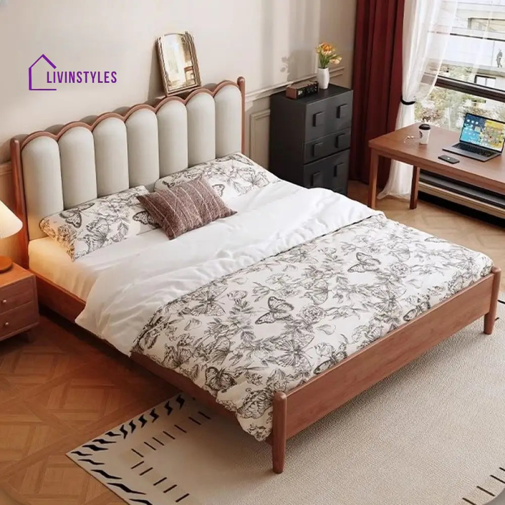 Polina Solid Walnut Wood Bed for Luxury Homes