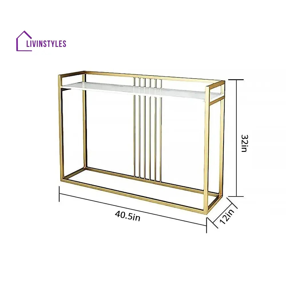 Poorvi Modern Console Table In Sleek Golden Rods Design End Tables