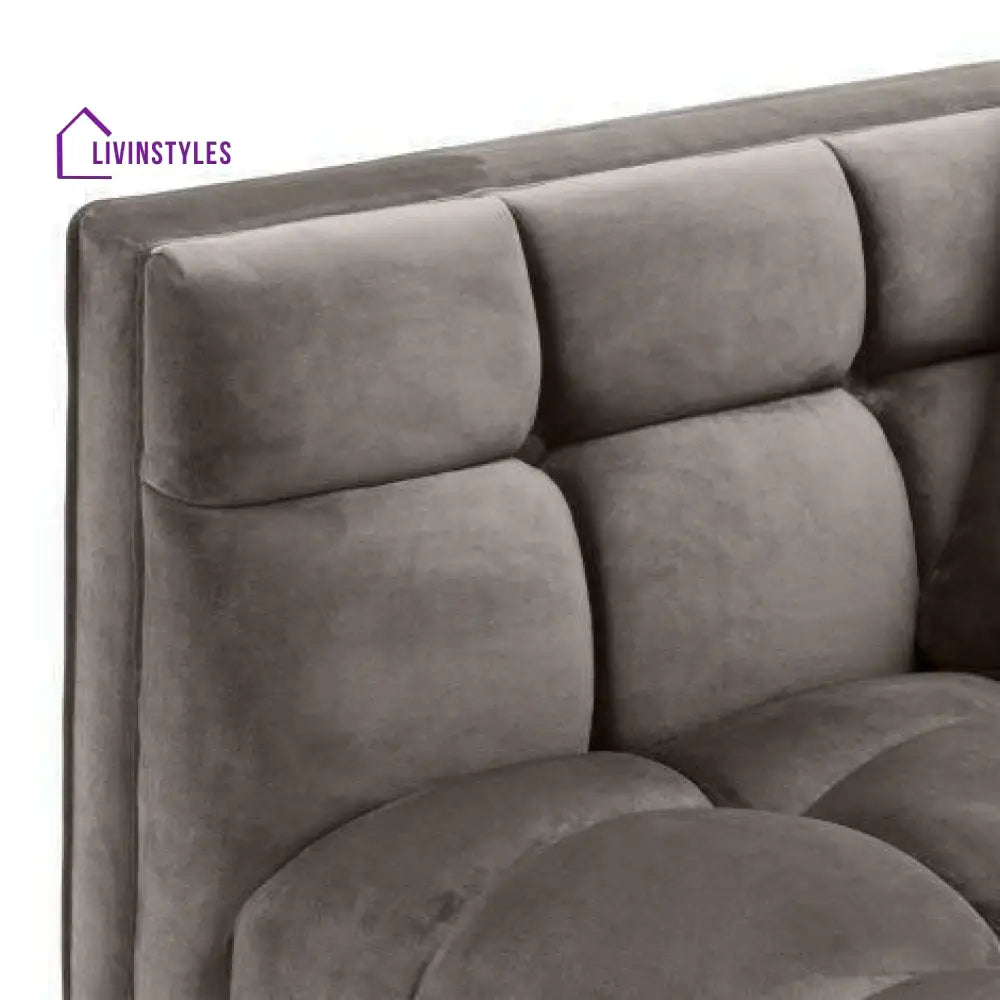 Potap Lounge Sofa Grey Velvet with Brushed Legs Left Living