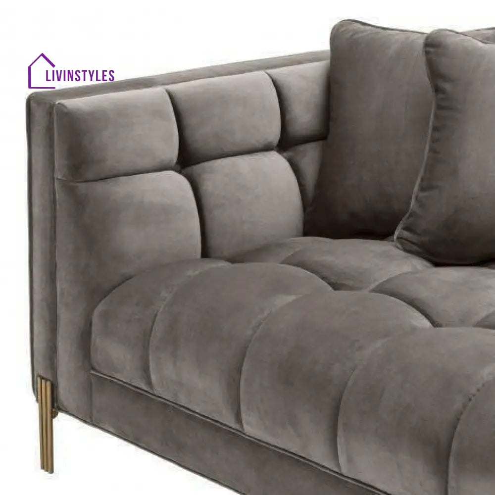 Potap Lounge Sofa Grey Velvet with Brushed Legs Left Living