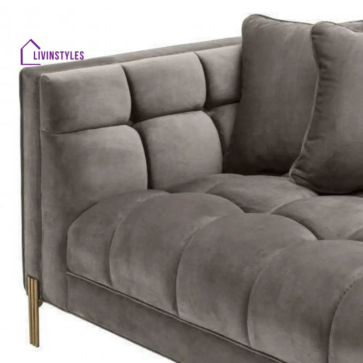 Potap Lounge Sofa Grey Velvet with Brushed Legs Left Living