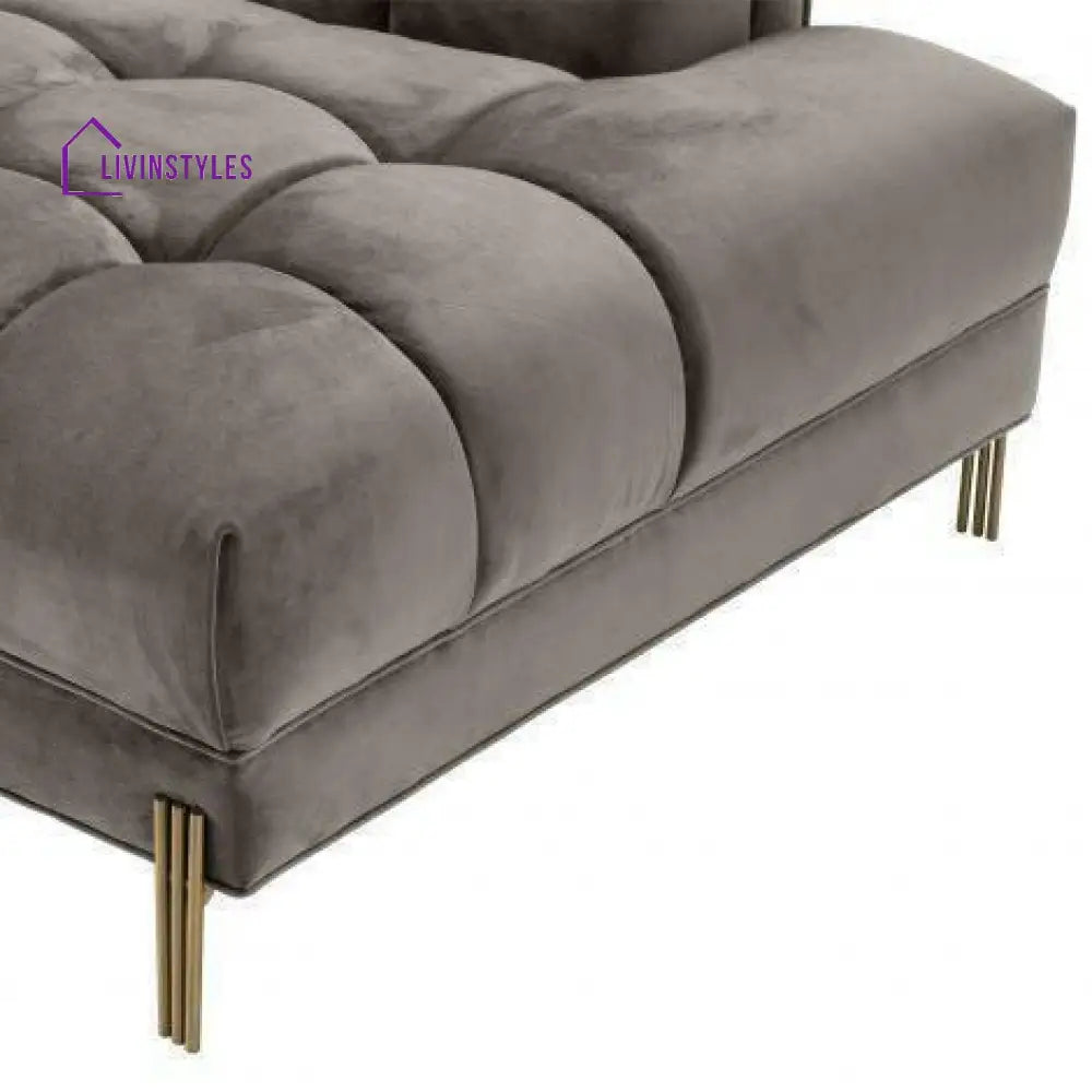 Potap Lounge Sofa Grey Velvet with Brushed Legs Left Living
