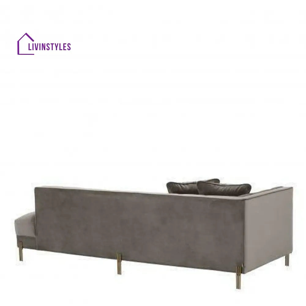 Potap Lounge Sofa Grey Velvet with Brushed Legs Left Living