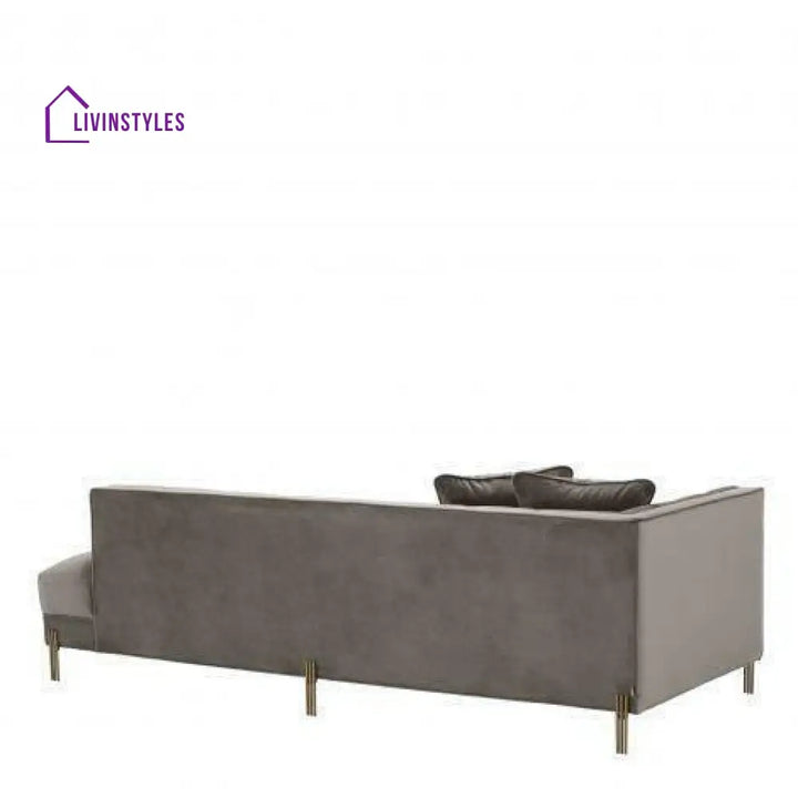 Potap Lounge Sofa Grey Velvet with Brushed Legs Left Living