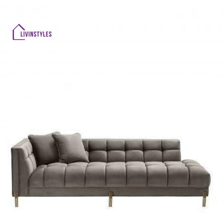 Potap Lounge Sofa Grey Velvet with Brushed Legs Left Living