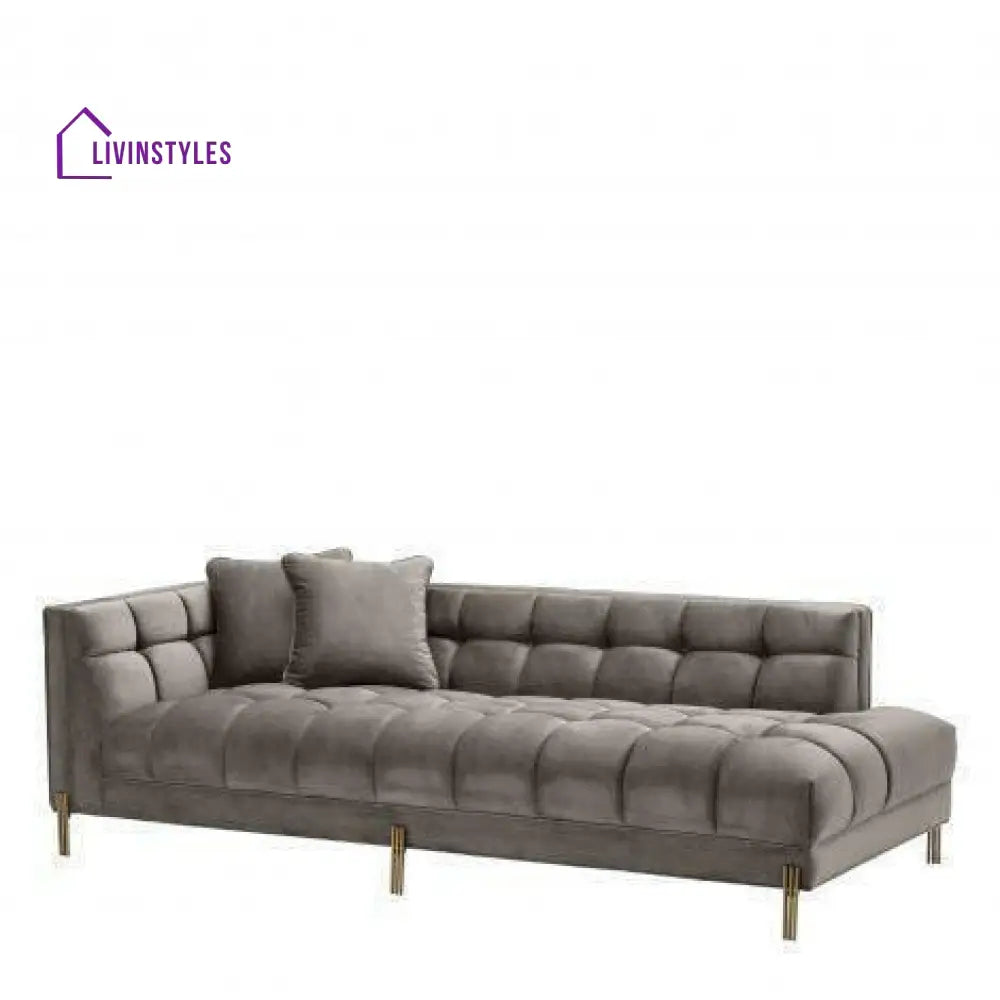 Potap Lounge Sofa Grey Velvet with Brushed Legs Left Living