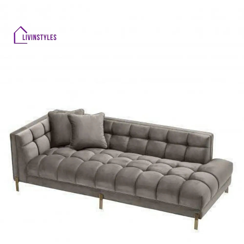 Potap Lounge Sofa Grey Velvet with Brushed Legs Left Living