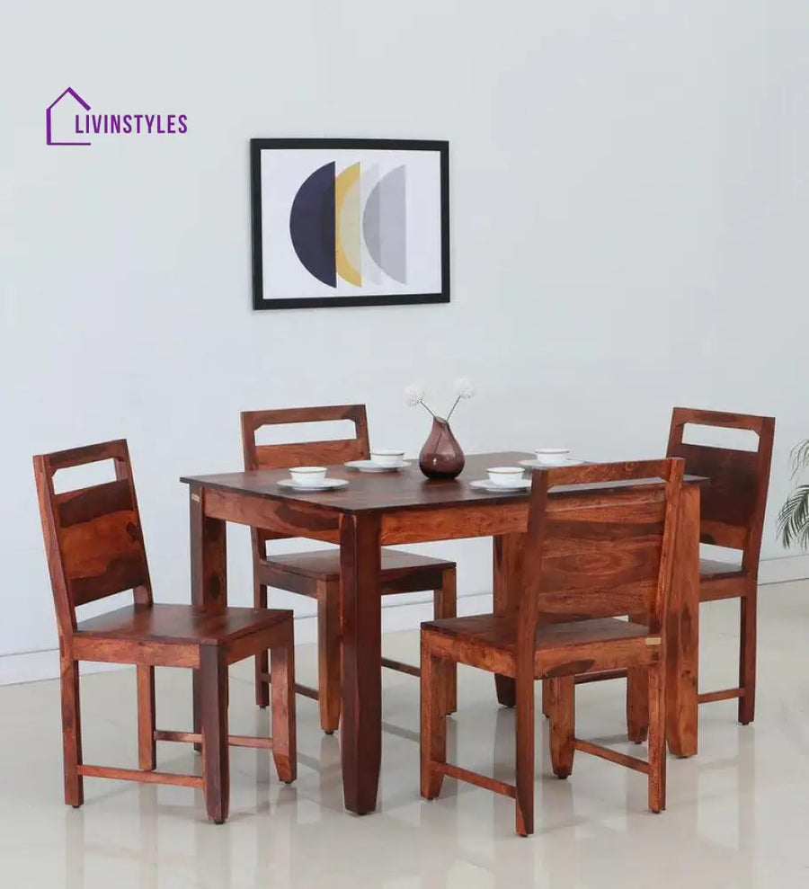 Ratmir Sheesham Wood 4 Seater Dining Set In Honey Finish dining set