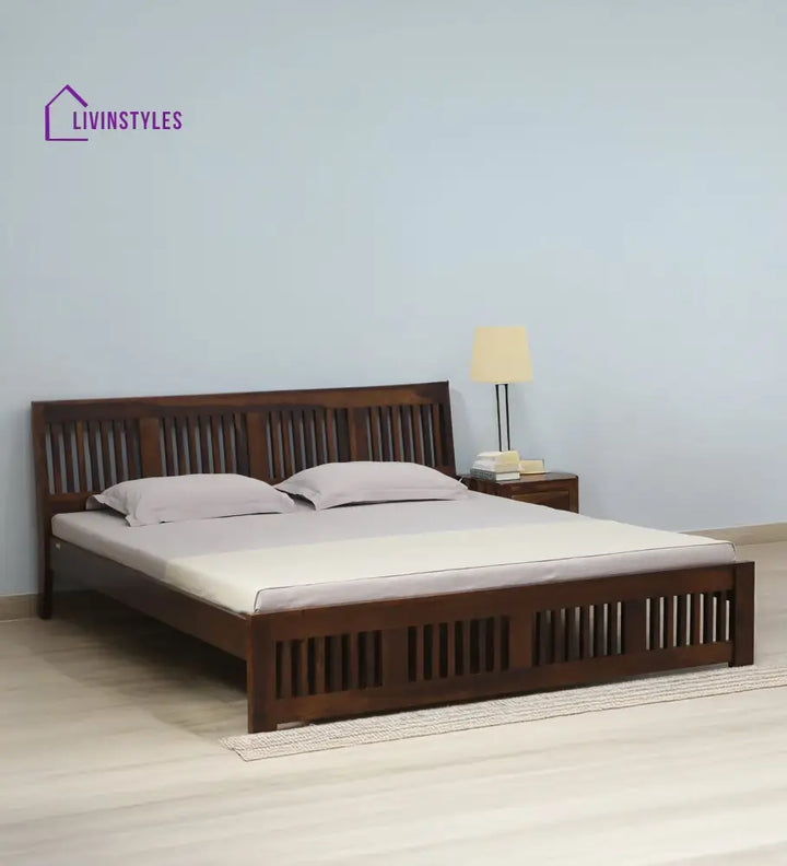 Ravichandran Sheesham Wood King Size Bed In Teak Finish