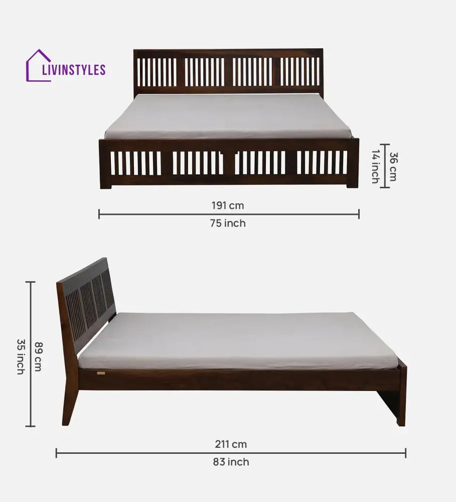 Ravichandran Sheesham Wood King Size Bed In Teak Finish