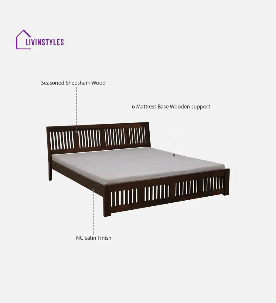Ravichandran Sheesham Wood King Size Bed In Teak Finish