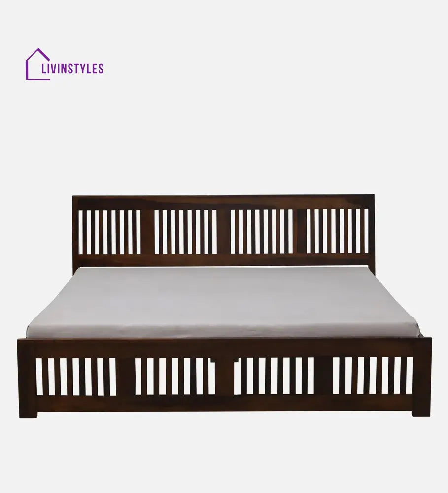 Ravichandran Sheesham Wood King Size Bed In Teak Finish