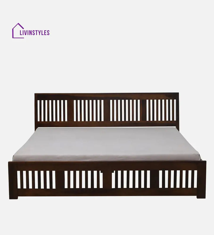 Ravichandran Sheesham Wood King Size Bed In Teak Finish