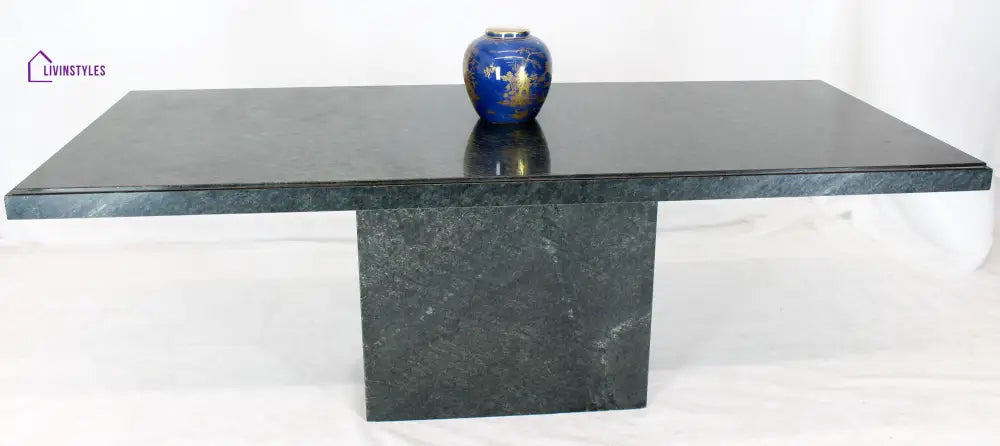 Rectangular Single Marble Pedestal Coffee Table