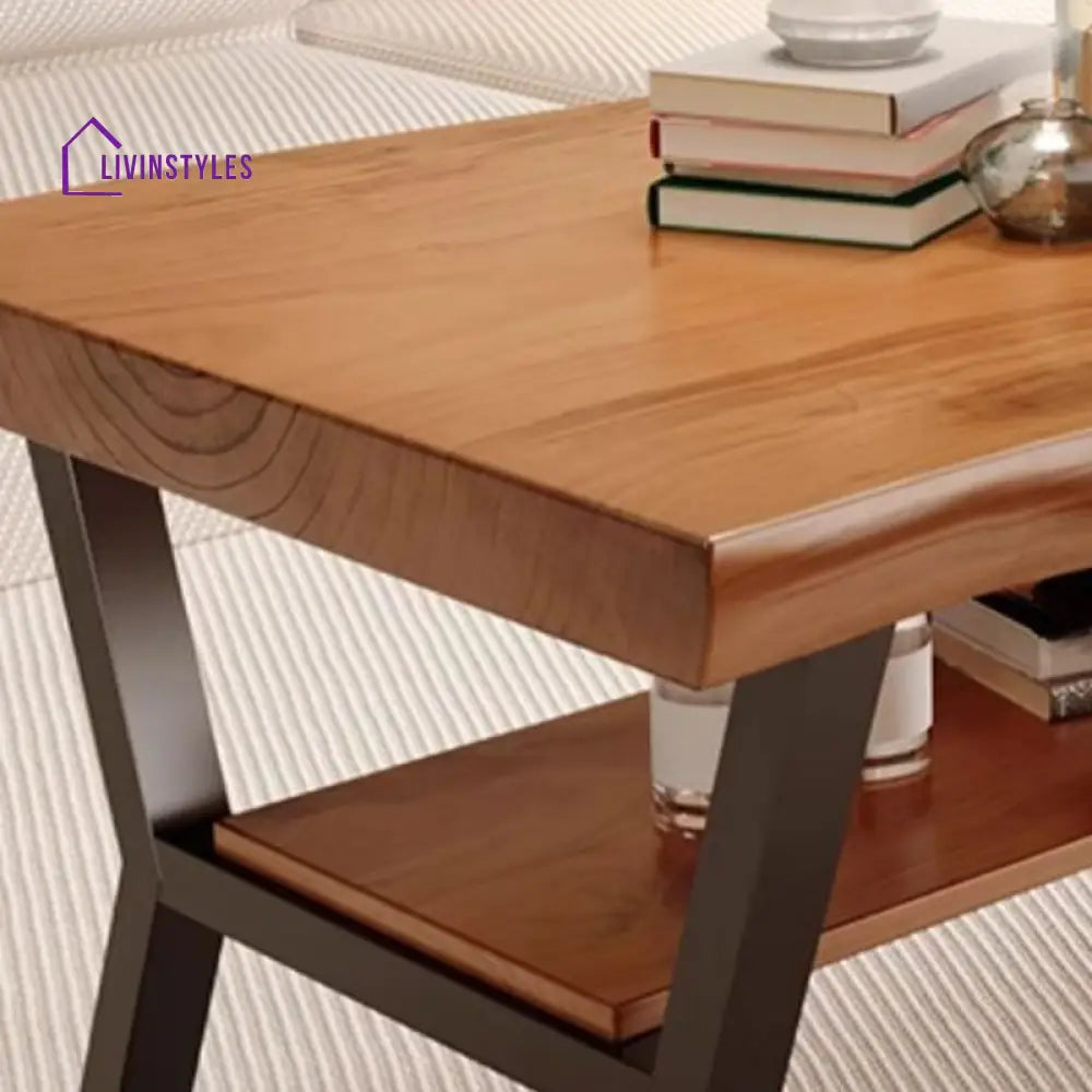 Regalia Solid Wood and Metal Coffee Table for Living Room | Rectangle Shape