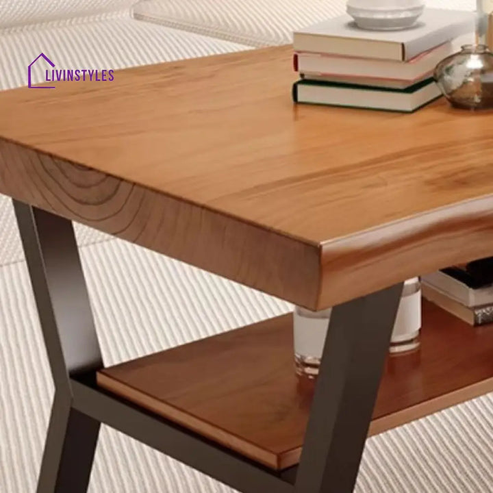 Regalia Solid Wood and Metal Coffee Table for Living Room | Rectangle Shape