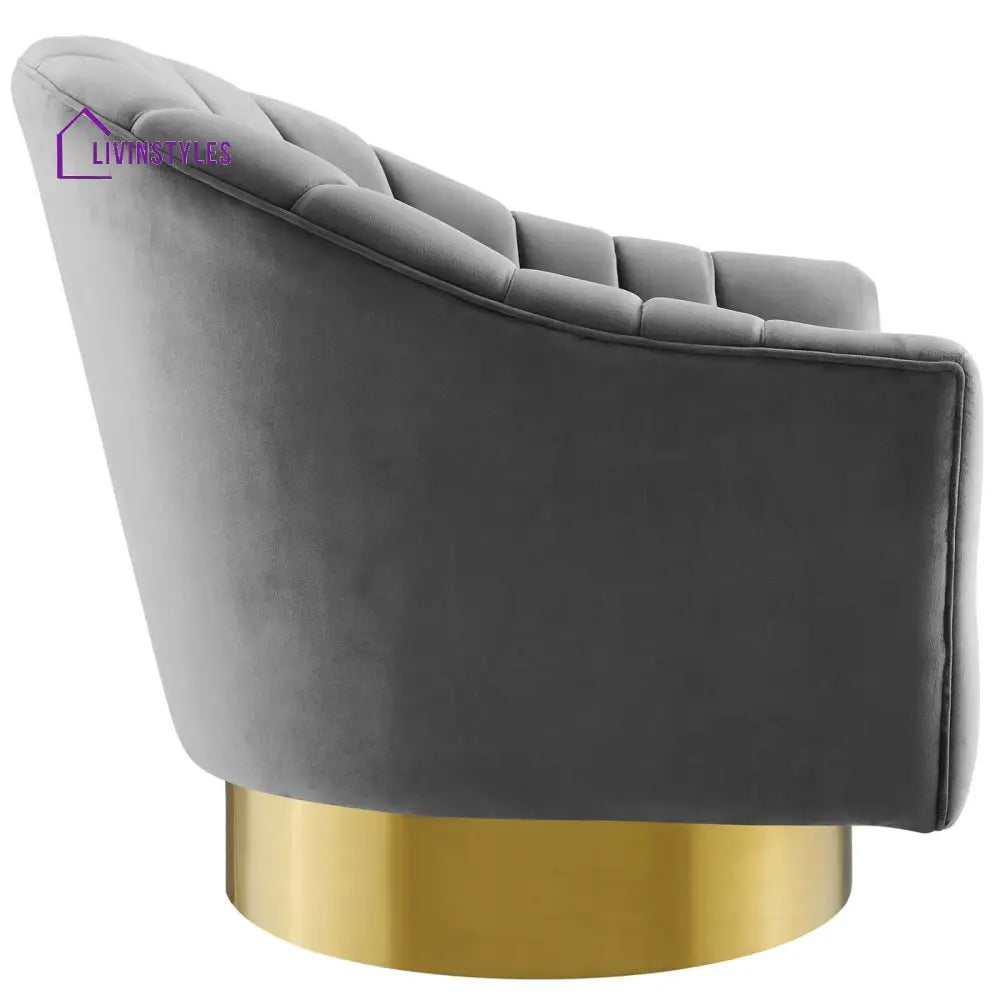 Sakshi Vertical Tufted Velvet Chair For Living Room - Set Of 2 Grey