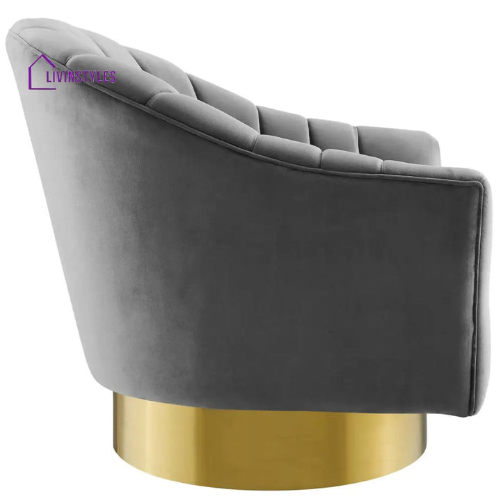 Sakshi Vertical Tufted Velvet Chair For Living Room - Set Of 2 Grey