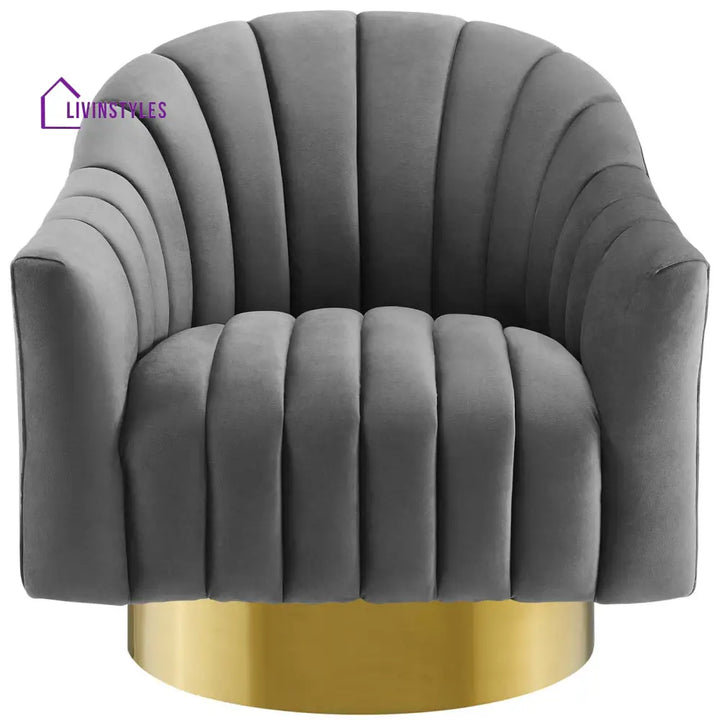 Sakshi Vertical Tufted Velvet Chair For Living Room - Set Of 2 Grey