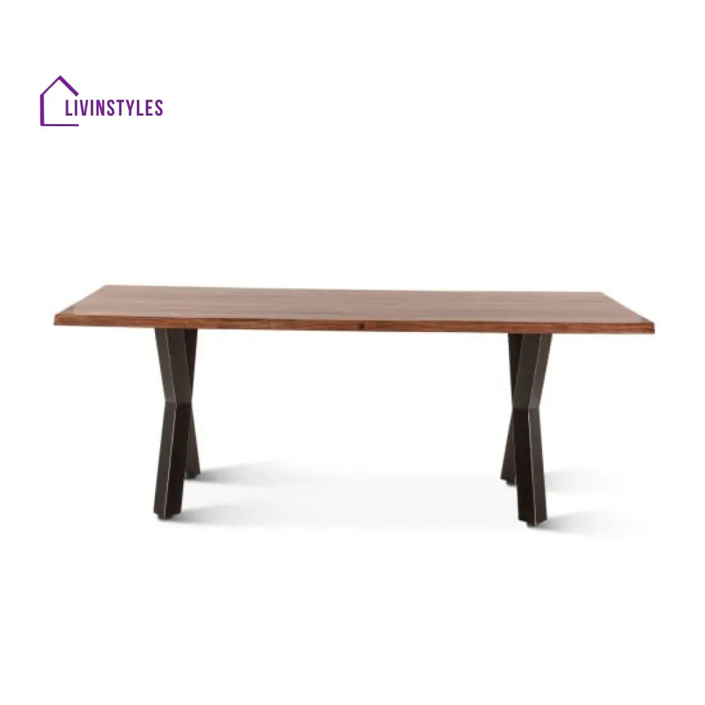Sejal Sheesham Wood Coffee Table with Metal Base (Double Cross Sheesham Wood)