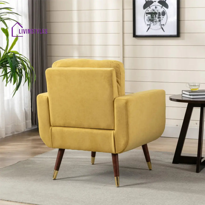 Shravya Solid Wood and Fabric Arm Chair | Living Room Chair | Lounge Chair