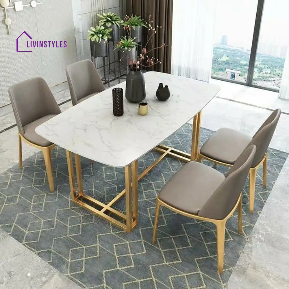 Splendid Modern Rectangle White Marble Dining Table x