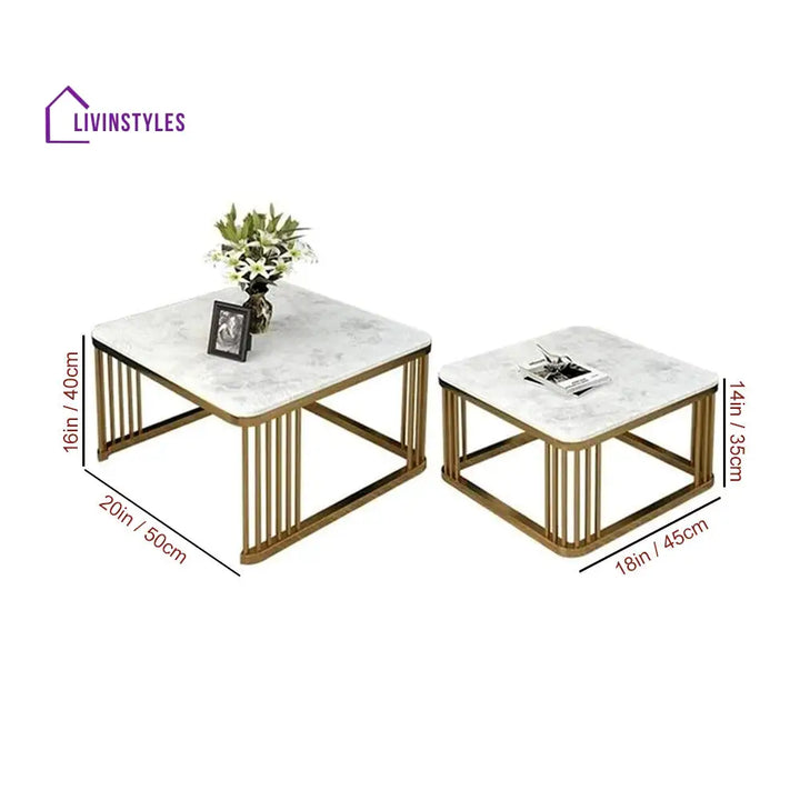 Square Tethered Metallic Table (Set Of 2)