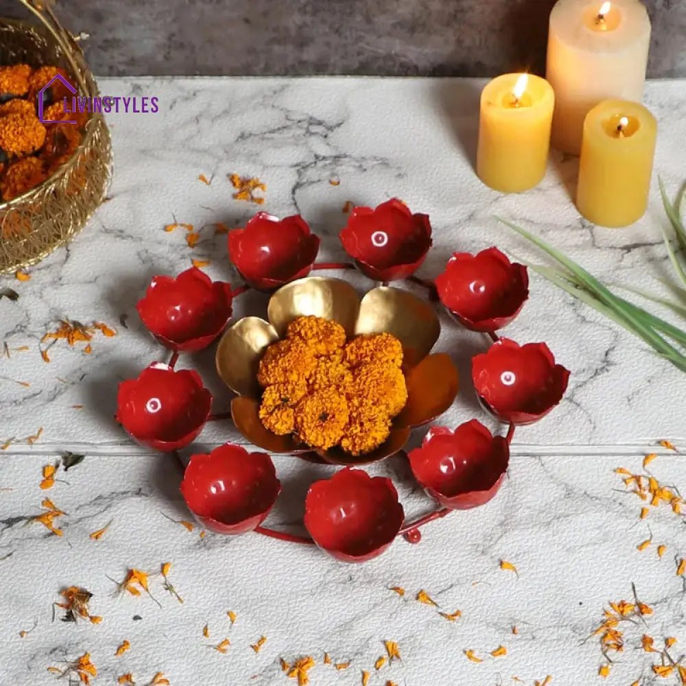 Taj Tealight Urli Red & Gold