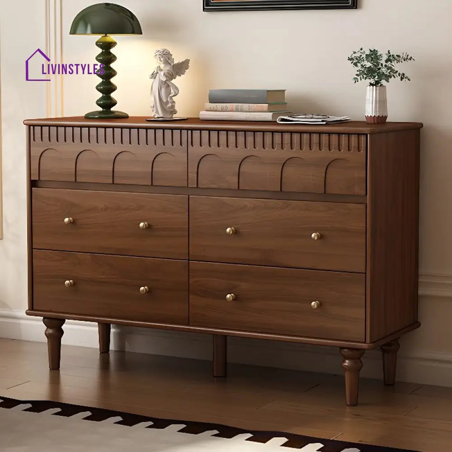 Tatiana Solid Walnut Wood Chest of Drawers for Luxury Homes