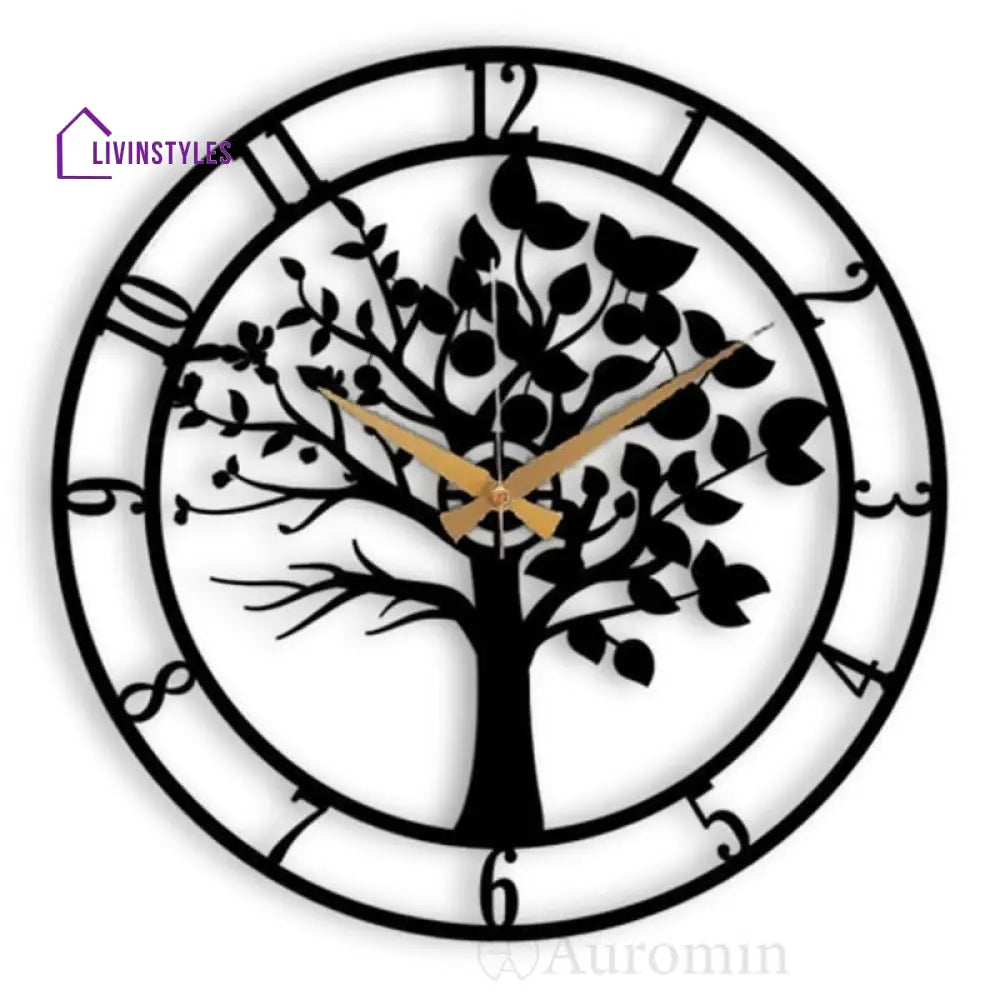 Tree Design Antique Metal Wall Clock