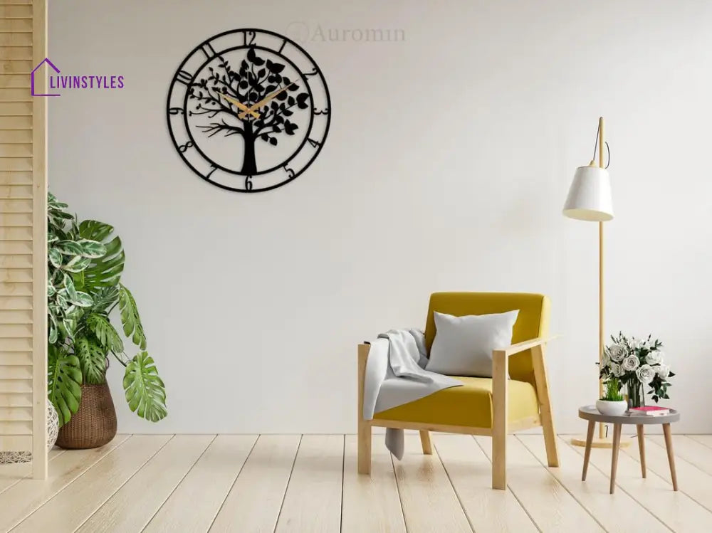 Tree Design Antique Metal Wall Clock