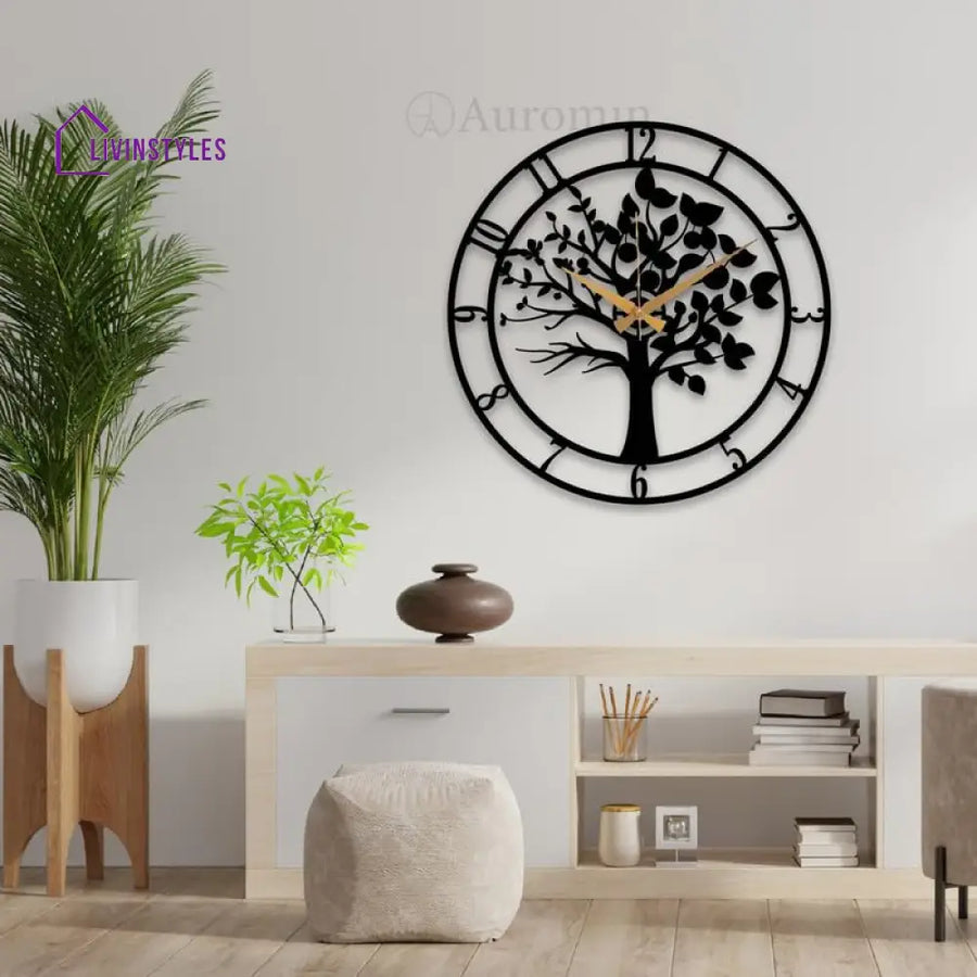 Tree Design Antique Metal Wall Clock