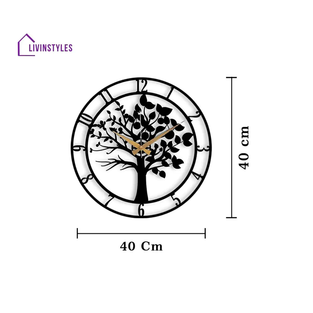 Tree Design Antique Metal Wall Clock